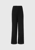 Black Textured Wide Leg Trousers - Size 8 Image 5