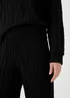 Black Textured Wide Leg Trousers - Size 8 Image 3