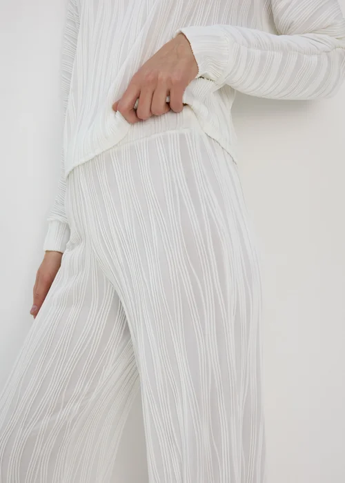 Cream Pleated Trousers - 8 Image 3
