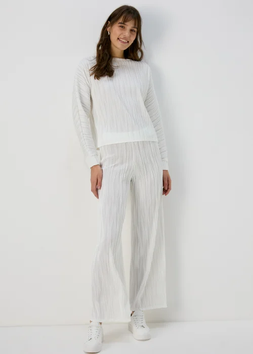 Cream Pleated Trousers - 8 Image 4