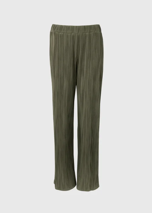Khaki Wide Leg Textured Trousers - 8 Image 5