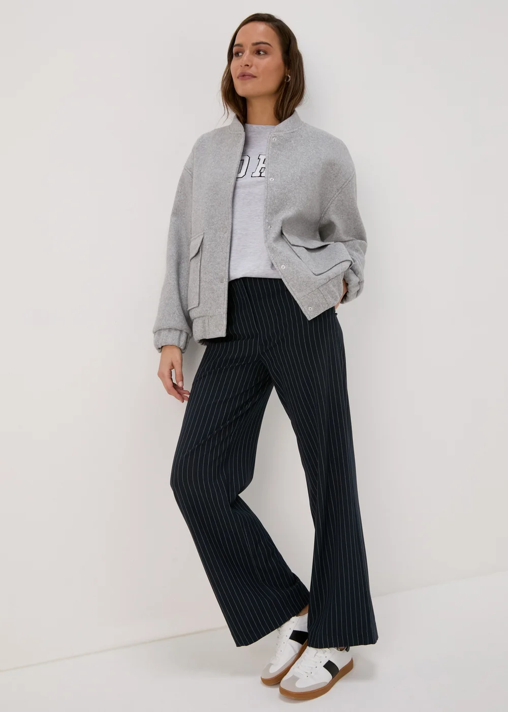 Navy Pinstripe Tailored Trousers - 8 Image 4