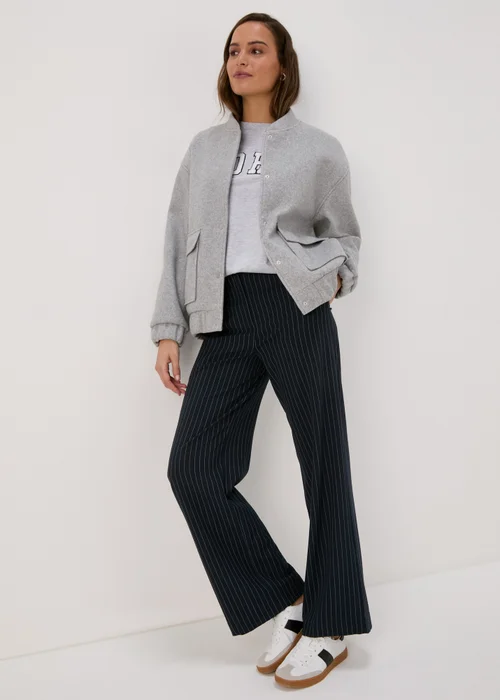 Navy Pinstripe Tailored Trousers - 8 Image 4