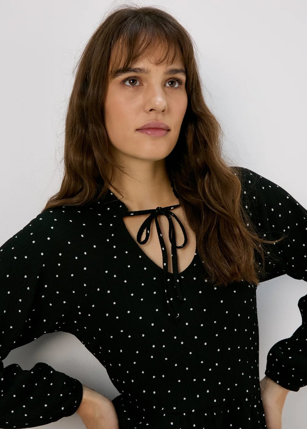 Black Tie Neck Midi Dress - 8 Image 3