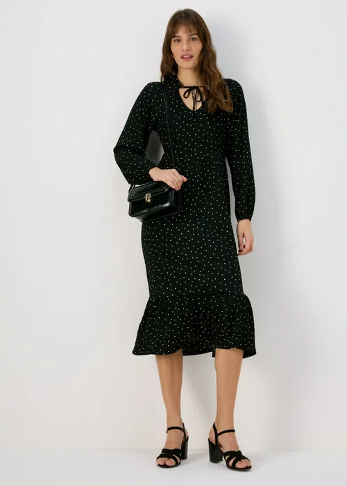 Black Tie Neck Midi Dress - 8 Image 4