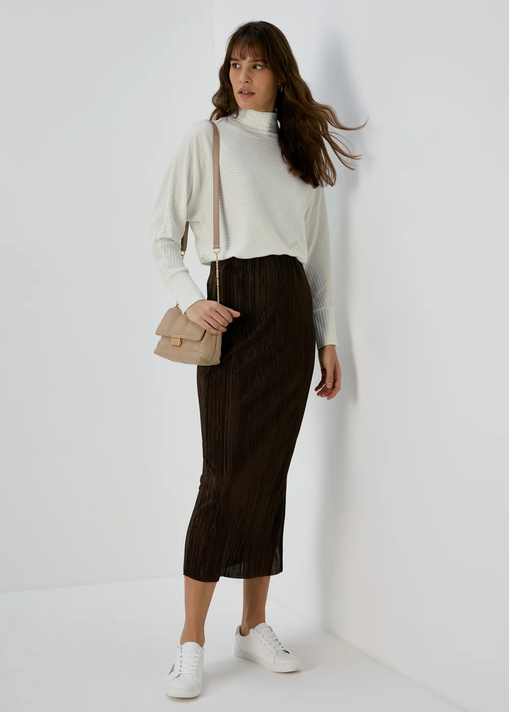 Ivory Rib High Neck Top - Small Image 4