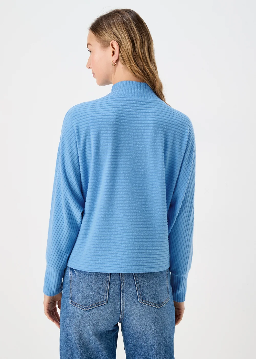 Blue Rib High Neck Top - S Image 2