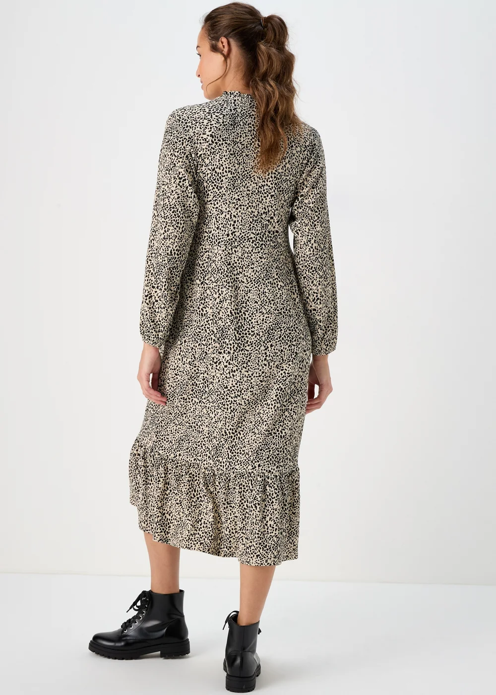 Beige Animal Print Midi Dress - 8 Image 2