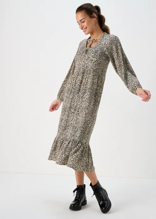 Beige Animal Print Midi Dress - 8 Image 3