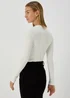 Ivory Rib Notch Neck Long Sleeve Top - Size 8 Image 2