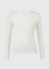 Ivory Rib Notch Neck Long Sleeve Top - Size 8 Image 5