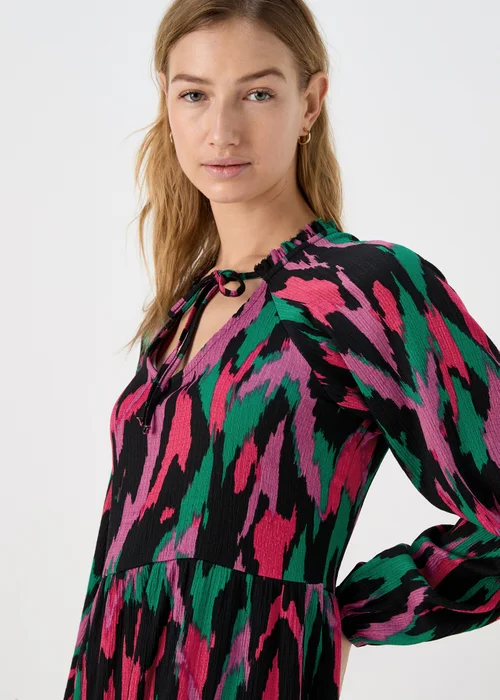 Multicolour Tie Neck Midi Dress - 8 Image 3