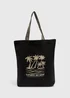 Black Printed Canvas Beach Bag - One Size Image 3