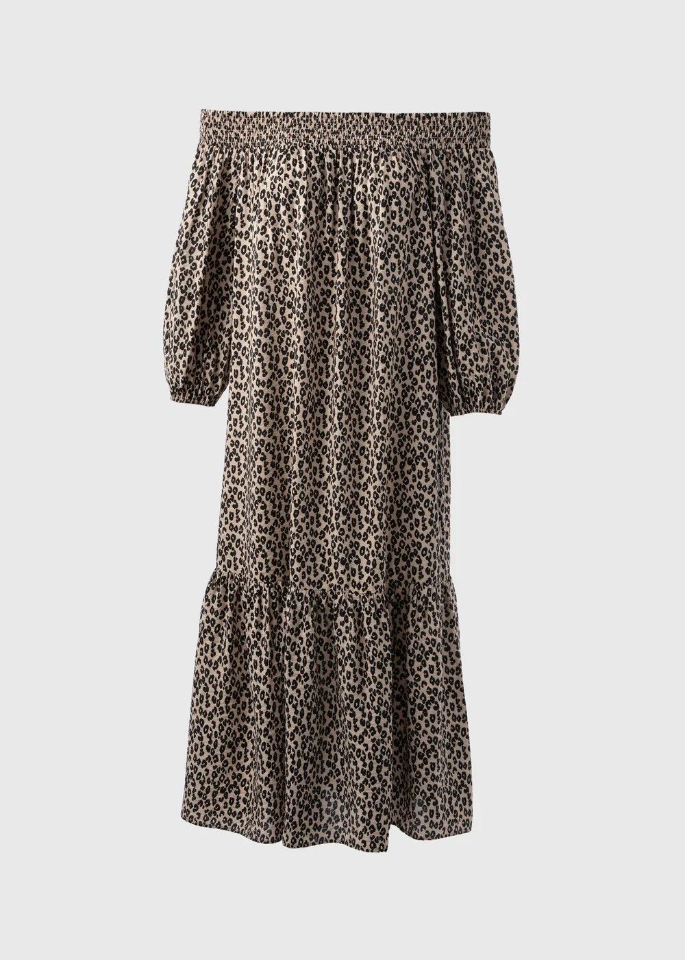 Brown Leopard Print Bardot Dress - 8 Image 5