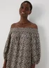 Brown Leopard Print Bardot Dress - 8 Image 3