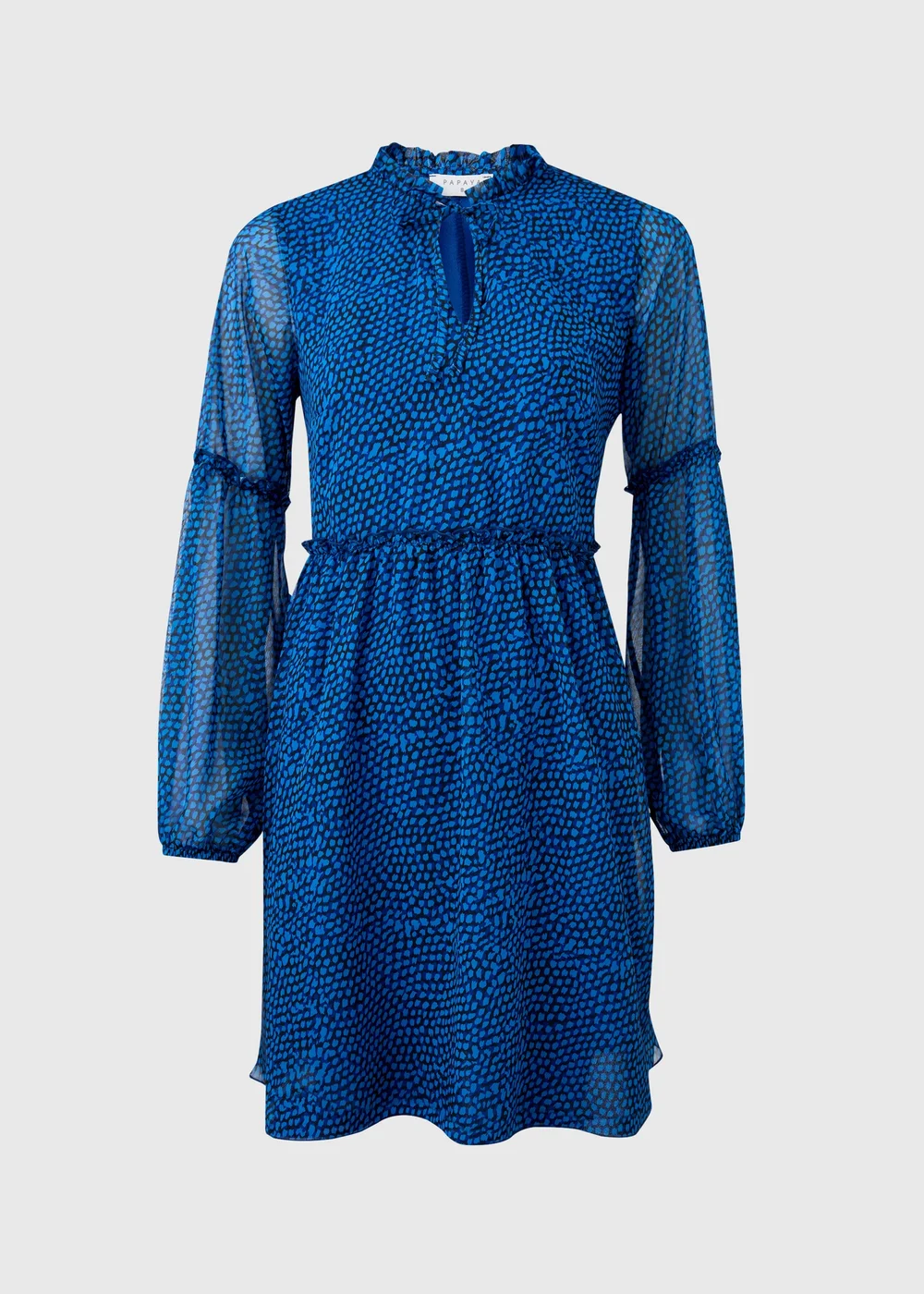 Blue Print Chiffon Mini Dress - 8 Image 1