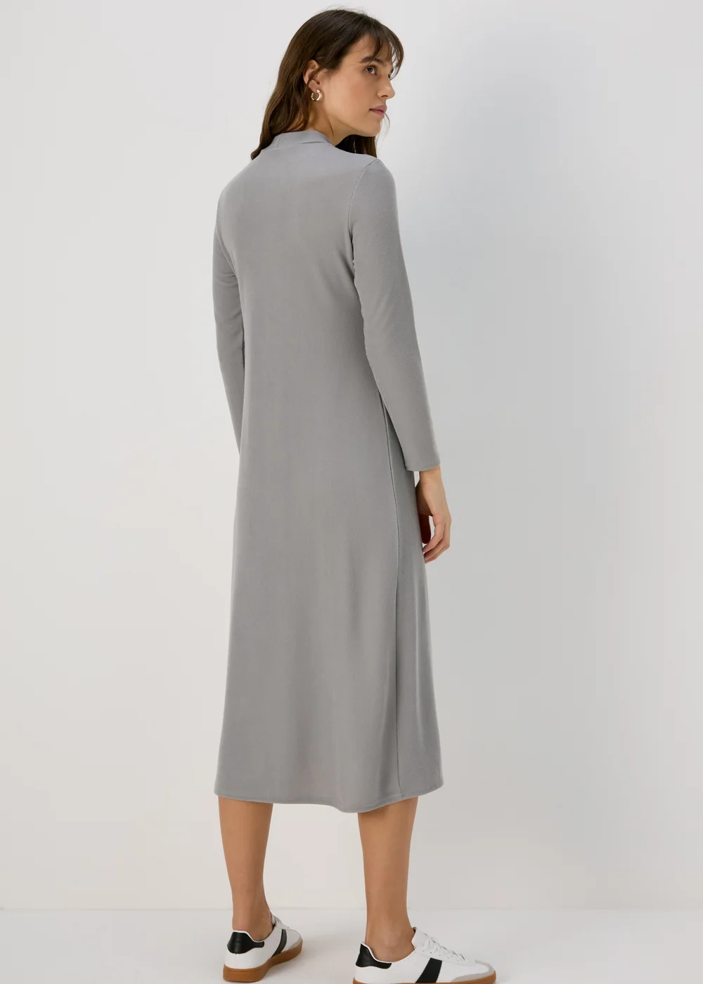 Grey High Neck Swing Dress - 8 Image 2