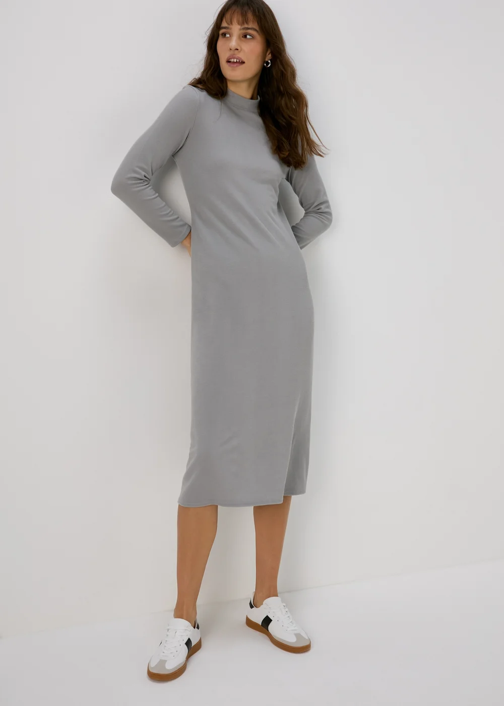 Grey High Neck Swing Dress - 8 Image 3