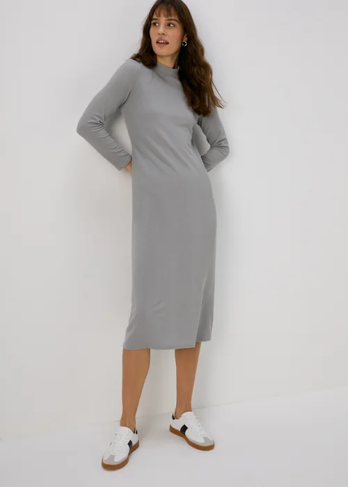 Grey High Neck Swing Dress - 8 Image 3