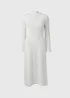 Ivory Rib Midi High Neck Dress - 8 Image 5