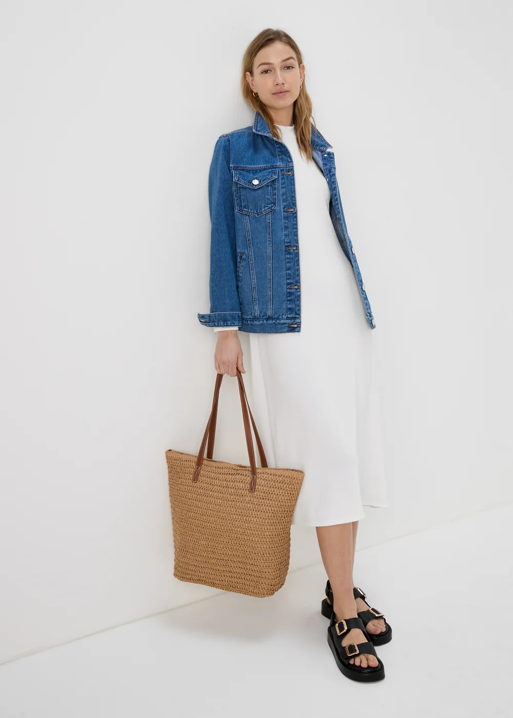 Ivory Rib Midi High Neck Dress - 8 Image 4