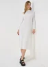 Ivory Rib Midi High Neck Dress - 8 Image 1