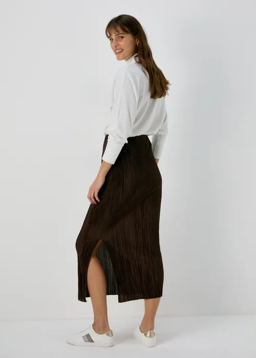 Brown Plisse Midi Skirt - Size 8 Image 2