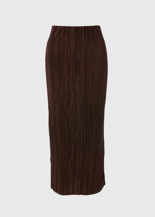 Brown Plisse Midi Skirt - Size 8 Image 5