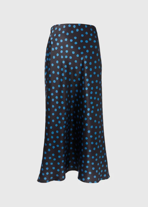 Blue Spot Satin Midi Skirt - 8 Image 5