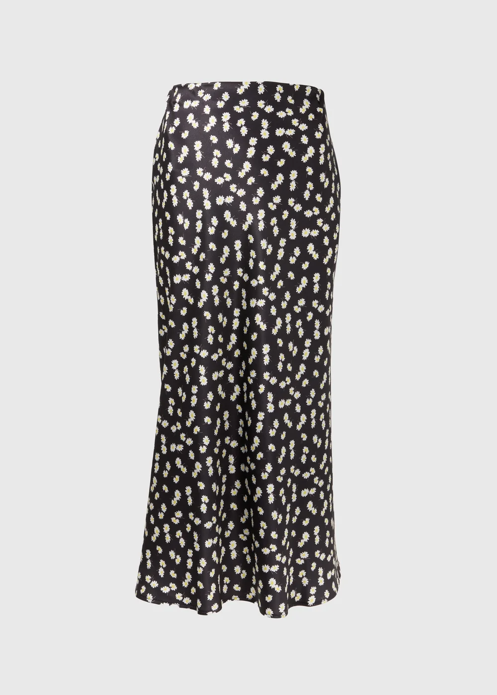 Black Daisy Print Satin Midi Skirt - 8 Image 5