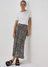Black Daisy Print Satin Midi Skirt - 8 Image 1