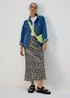 Black Daisy Print Satin Midi Skirt - 8 Image 4
