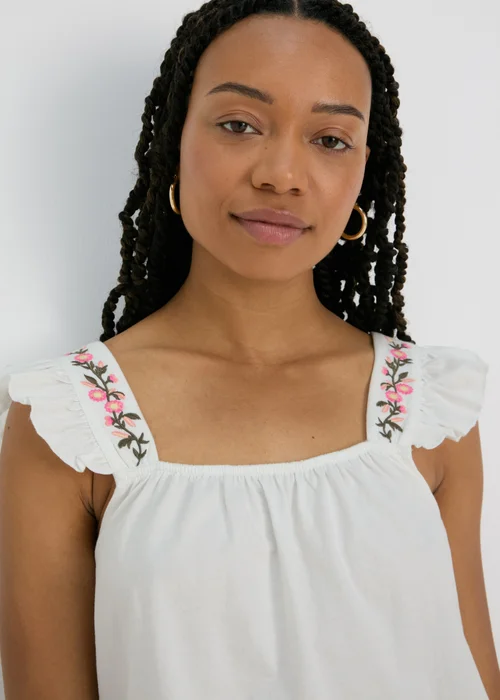 White Embroidered Vest Top - 8 Image 3