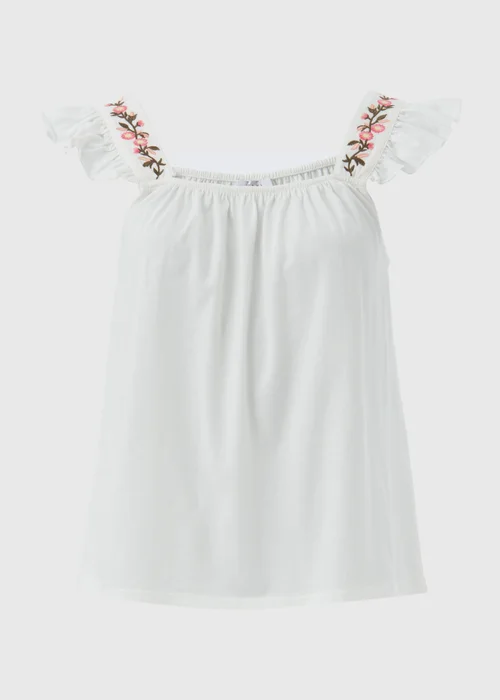 White Embroidered Vest Top - 8 Image 5