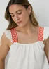 Cream & Coral Strap Embroidered Vest - Size 8 Image 3