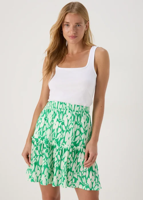 Green Tiered Mini Skirt - Size 8 Image 1