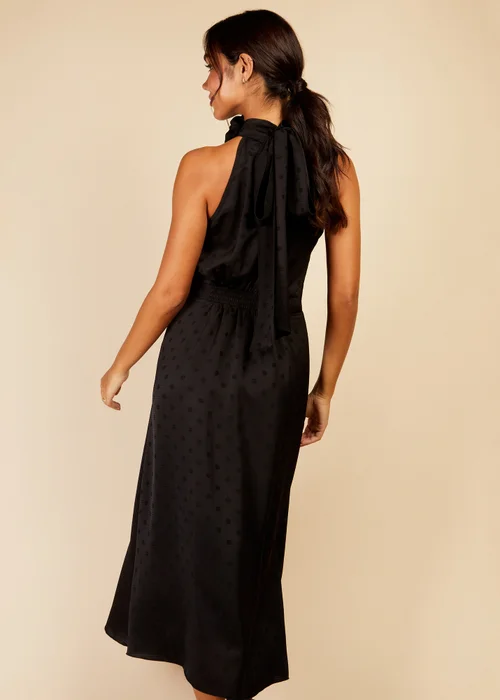 Little Mistress Black Spot Hammered Satin Dress - 8 Image 2