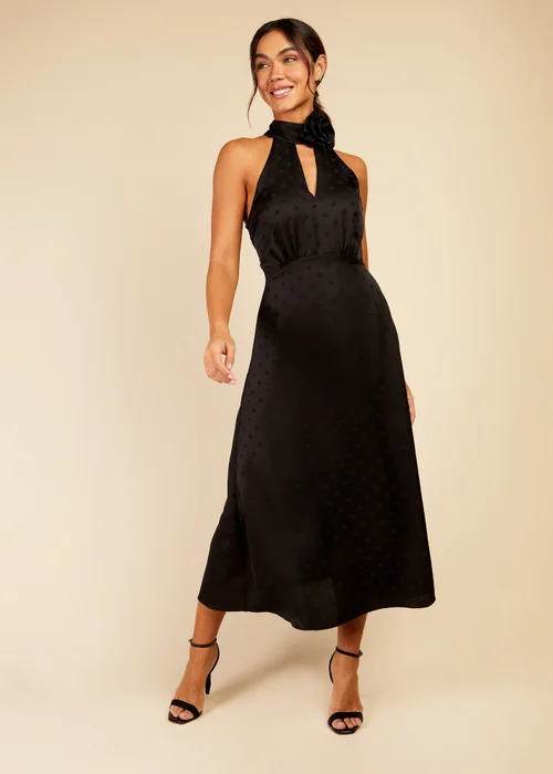 Little Mistress Black Spot Hammered Satin Dress - 8 Image 1