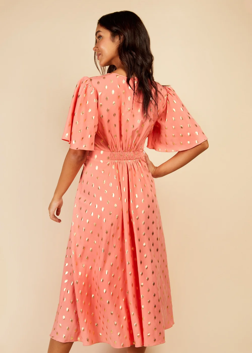 Little Mistress Coral Spot Midi Dress - 8 Image 2