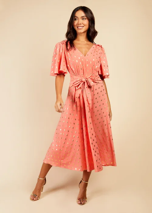 Little Mistress Coral Spot Midi Dress - 8 Image 1