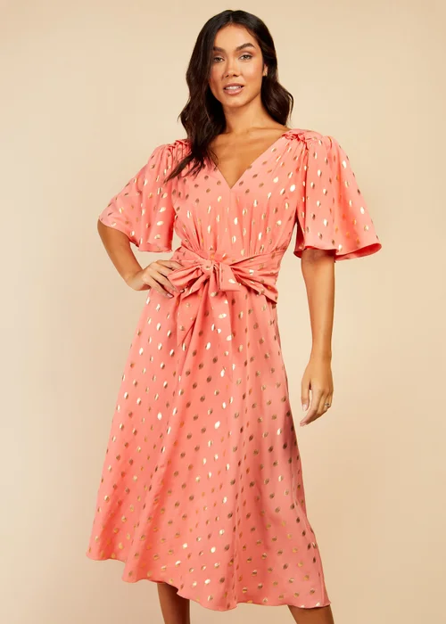 Little Mistress Coral Spot Midi Dress - 8 Image 4