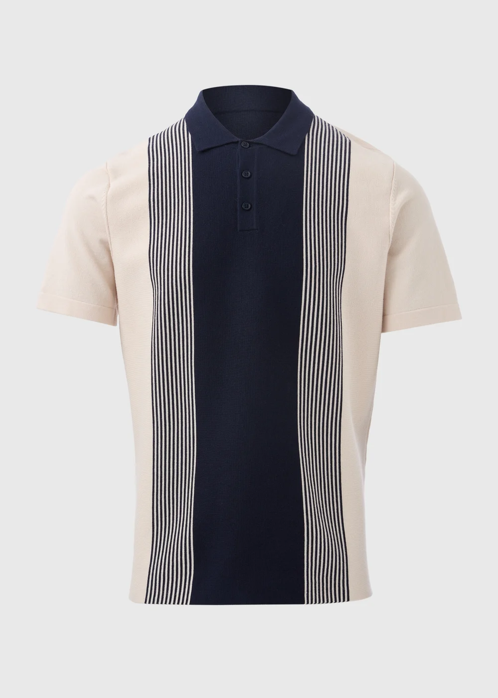 Navy Stripe Buttoned Polo Shirt - S Image 5