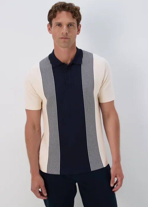 Navy Stripe Buttoned Polo Shirt - S Image 1
