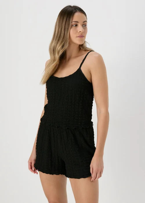 Black Plain Textured Co Ord Top - 8 Image 1