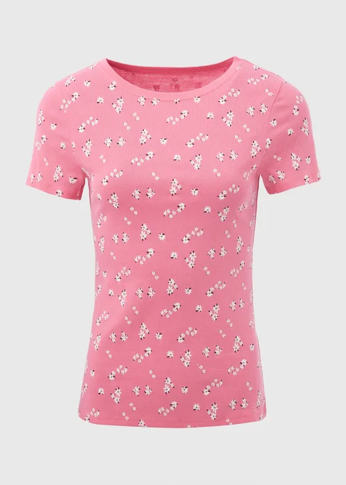 Pink Floral Print T-Shirt - 8 Image 5