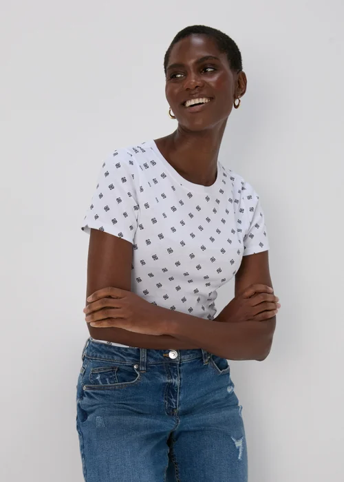 White Aztec Print T-Shirt - 8 Image 1