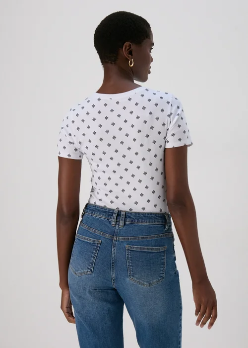White Aztec Print T-Shirt - 8 Image 2