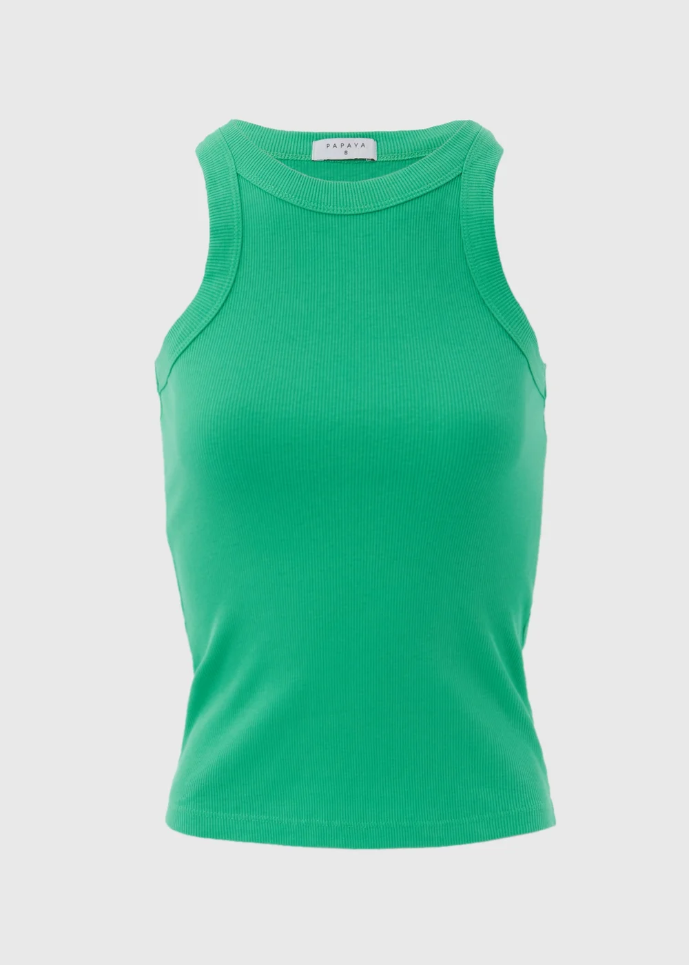Green Plain High Neck Ribbed Vest - 8 Image 5