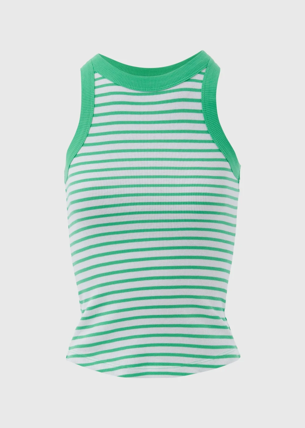 Green & White Stripe High Neck Ribbed Vest - Size 8 Image 5
