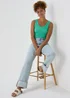 Turquoise Scoop Neck Ribbed Vest - Size 8 Image 4